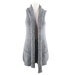 Nikibiki Sz S Gray Knit Wool Blend Vest With Attached Scarf
